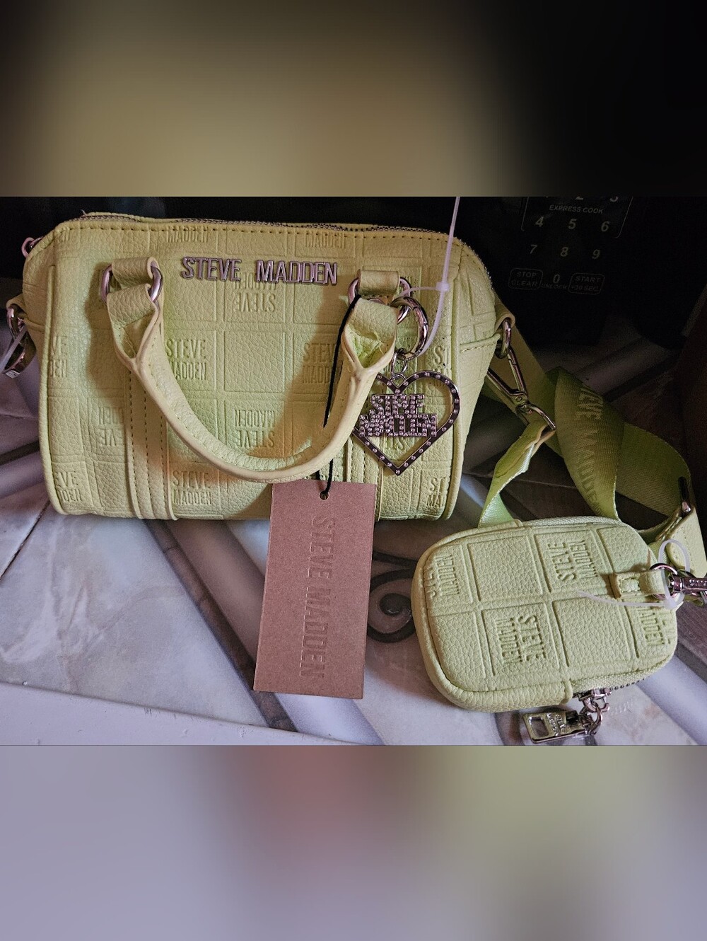 Steve Madden Lime Green Signature Crossbody Satchel with Coin Pouch